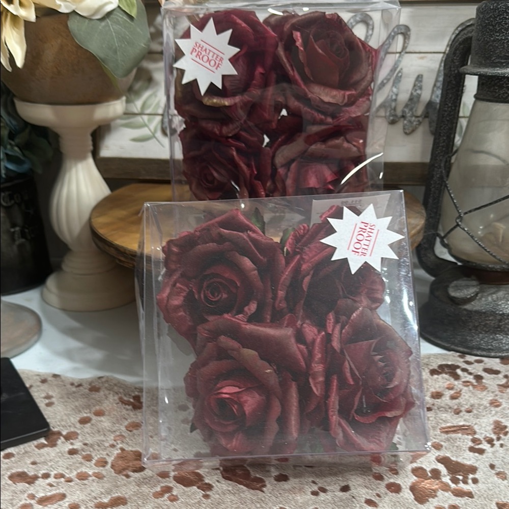 Nwt Red Faux Florals Accents